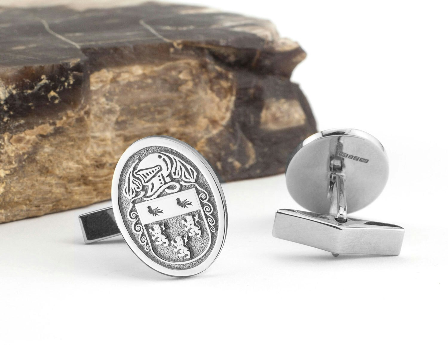 Select Gifts Dinkins England Heraldry Crest Sterling Silver Cufflinks Engraved Message Box 